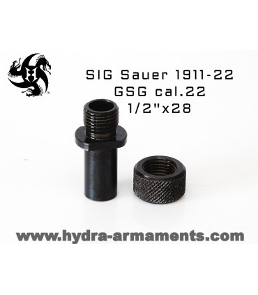 Thread adapter 1/2"x28 for cal.22 SIG Sauer 1911-22 and GSG pistols